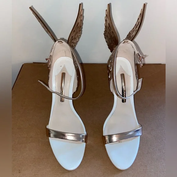 Sophia Webster Evangeline White & Rose Gold High Heel Sandals, size 8.5 - Picture 2 of 9